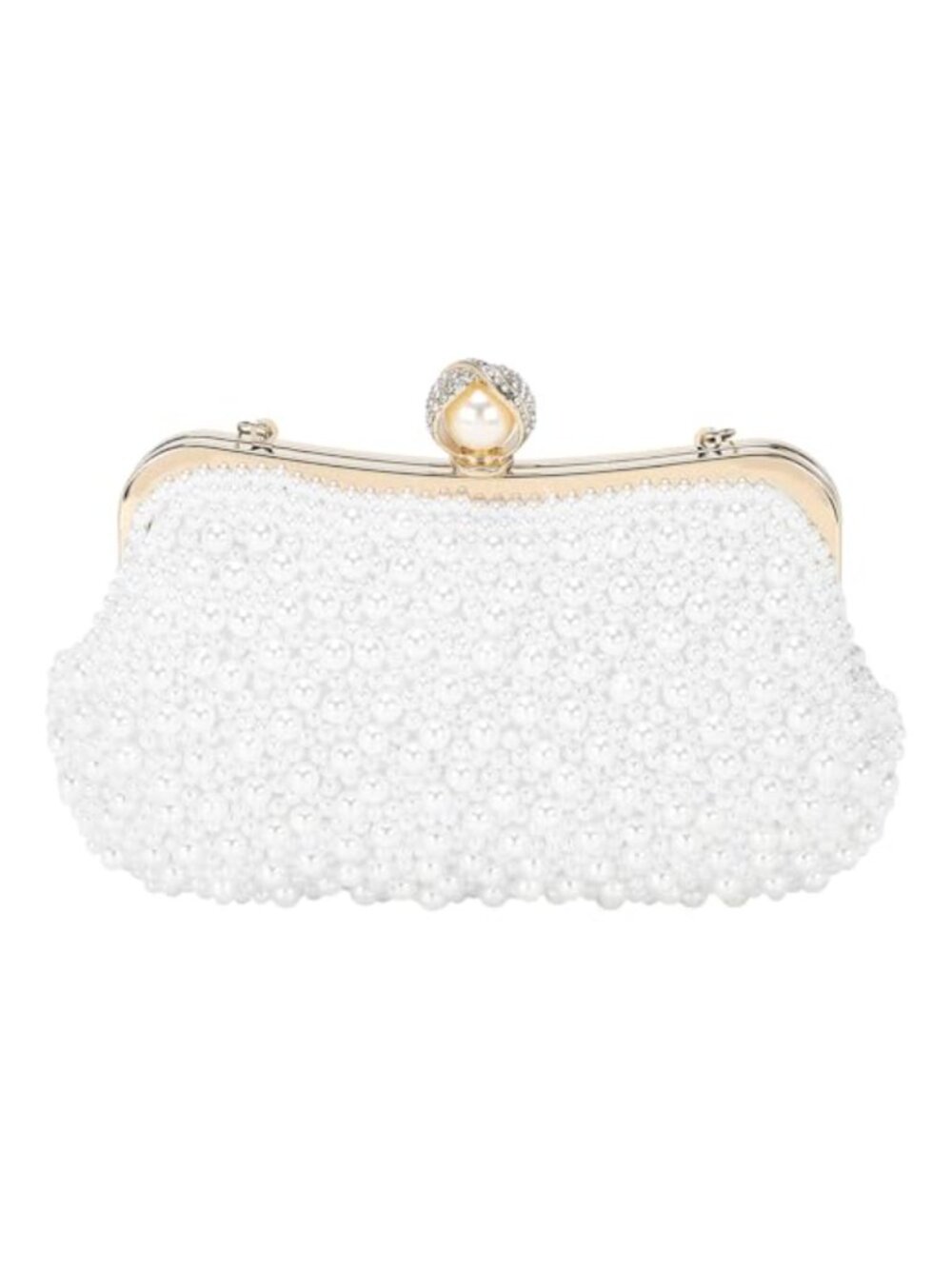 Pearl Clutch Purse Evening Bag Crossbody with Detachable Strap for Women